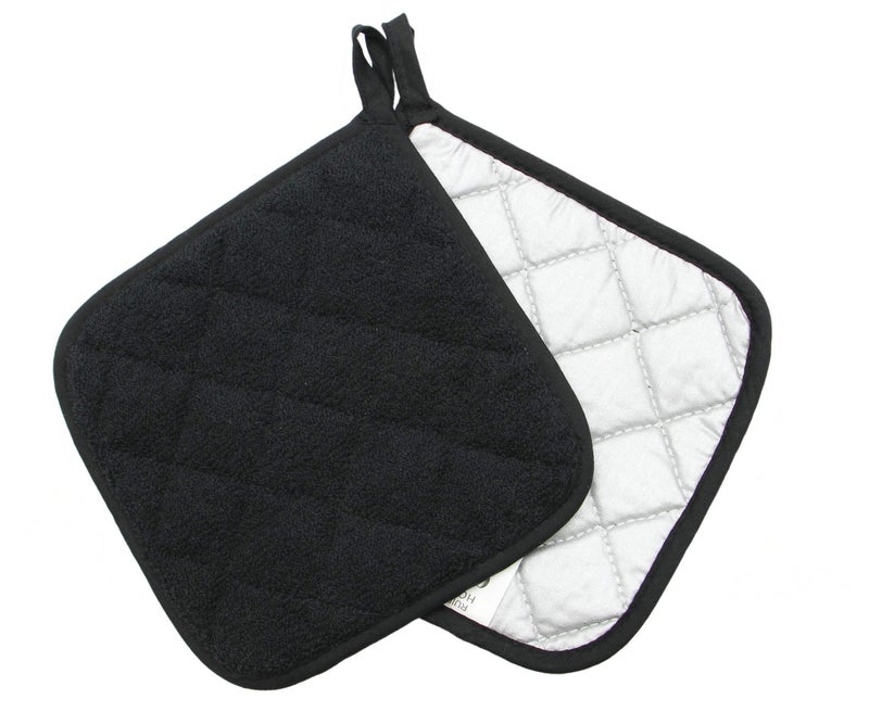 GQZLUCK Cotton Pot Holders Cotton Made Machine Washable Heat Resistant Everyday Kitchen Basic Terry Pot Holder, Hot Pads, Trivet for Cooking and Baking Set of 4 (Black) - Image 4